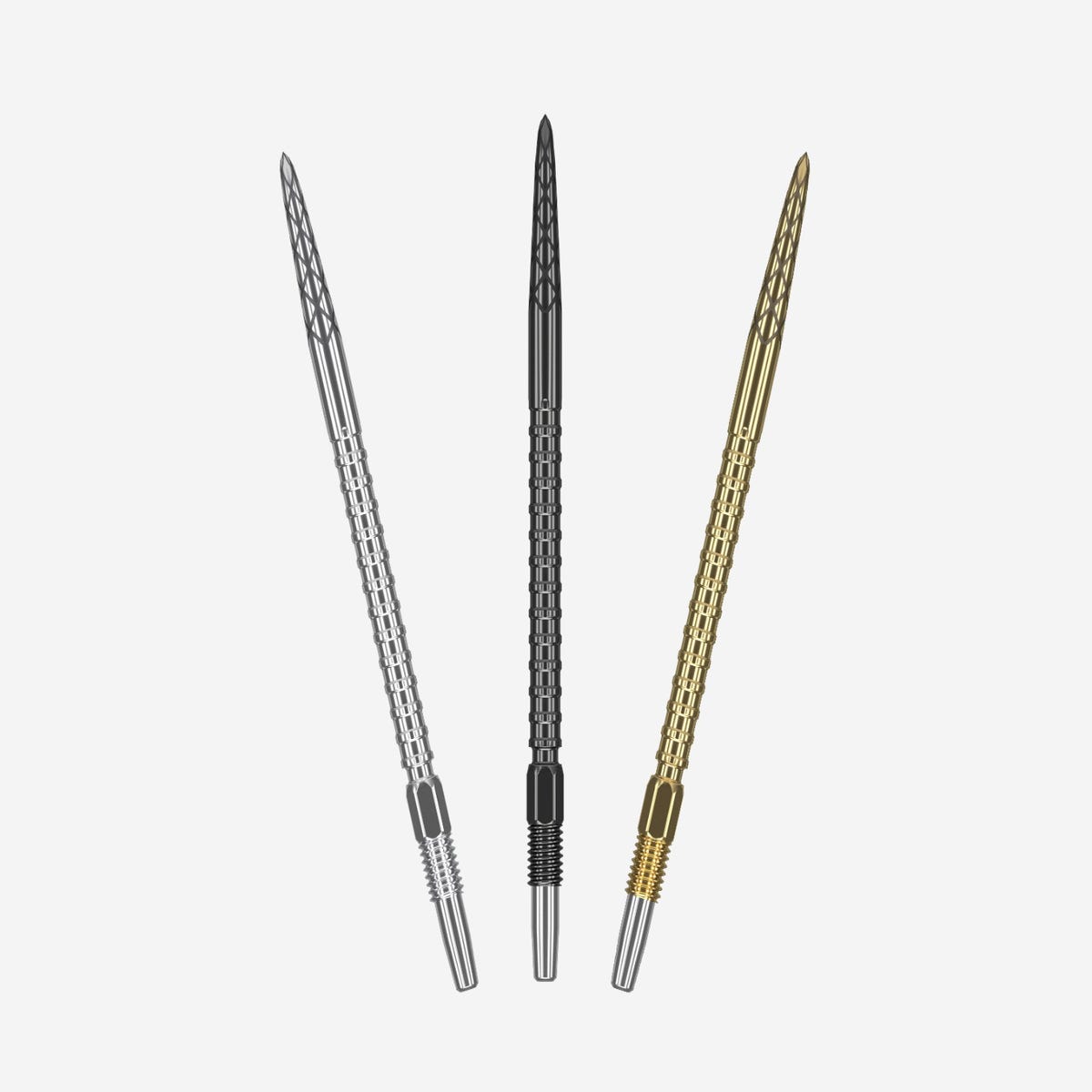 Target Darts Swiss DS Points - Available in 26mm, 30mm, 35mm, and 40mm lengths, and black, silver, and gold colours.