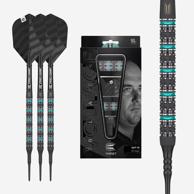 Rob Cross Black Edition 18g Soft Tip Darts Set Box Contents - Main Image