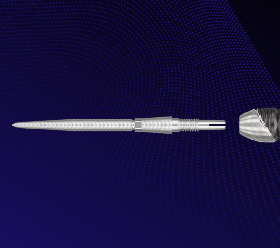 The 975 Ultra Marine steel tip darts come with Target's patented Swiss Point Technology.