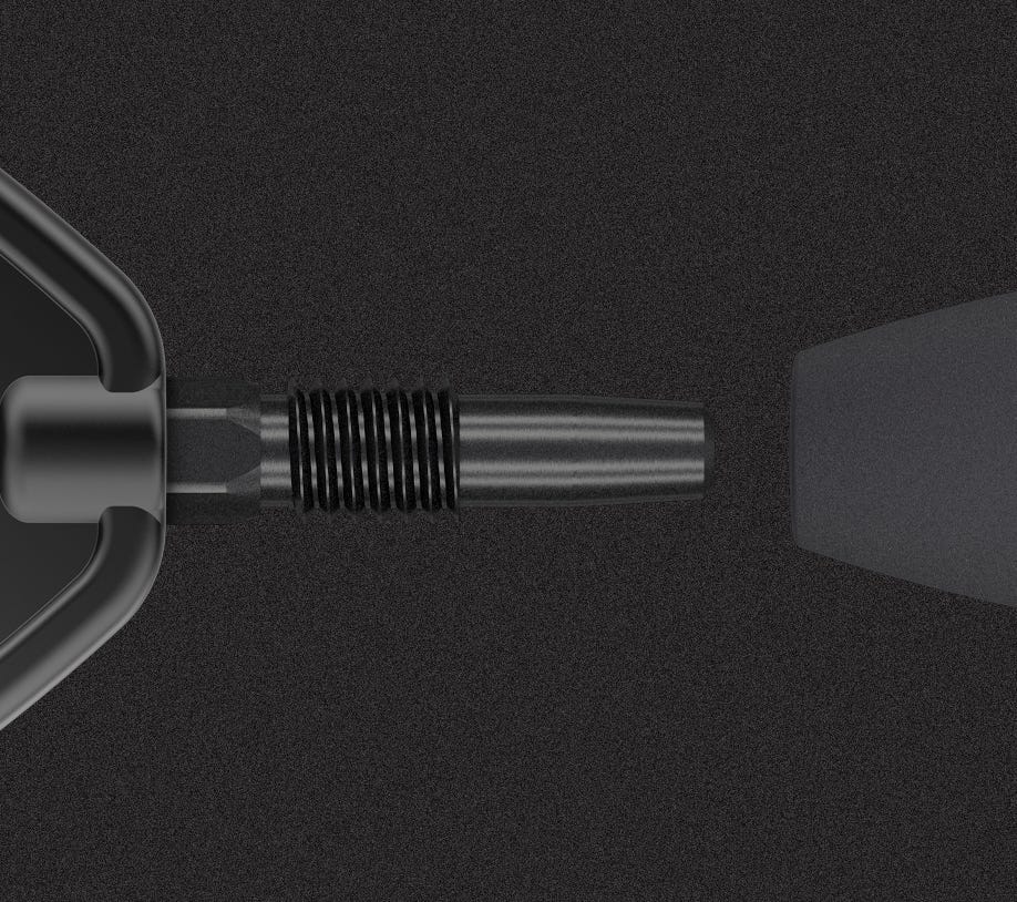 Close-up of the Swiss Point technology used on the Nathan Aspinall 80% Black.