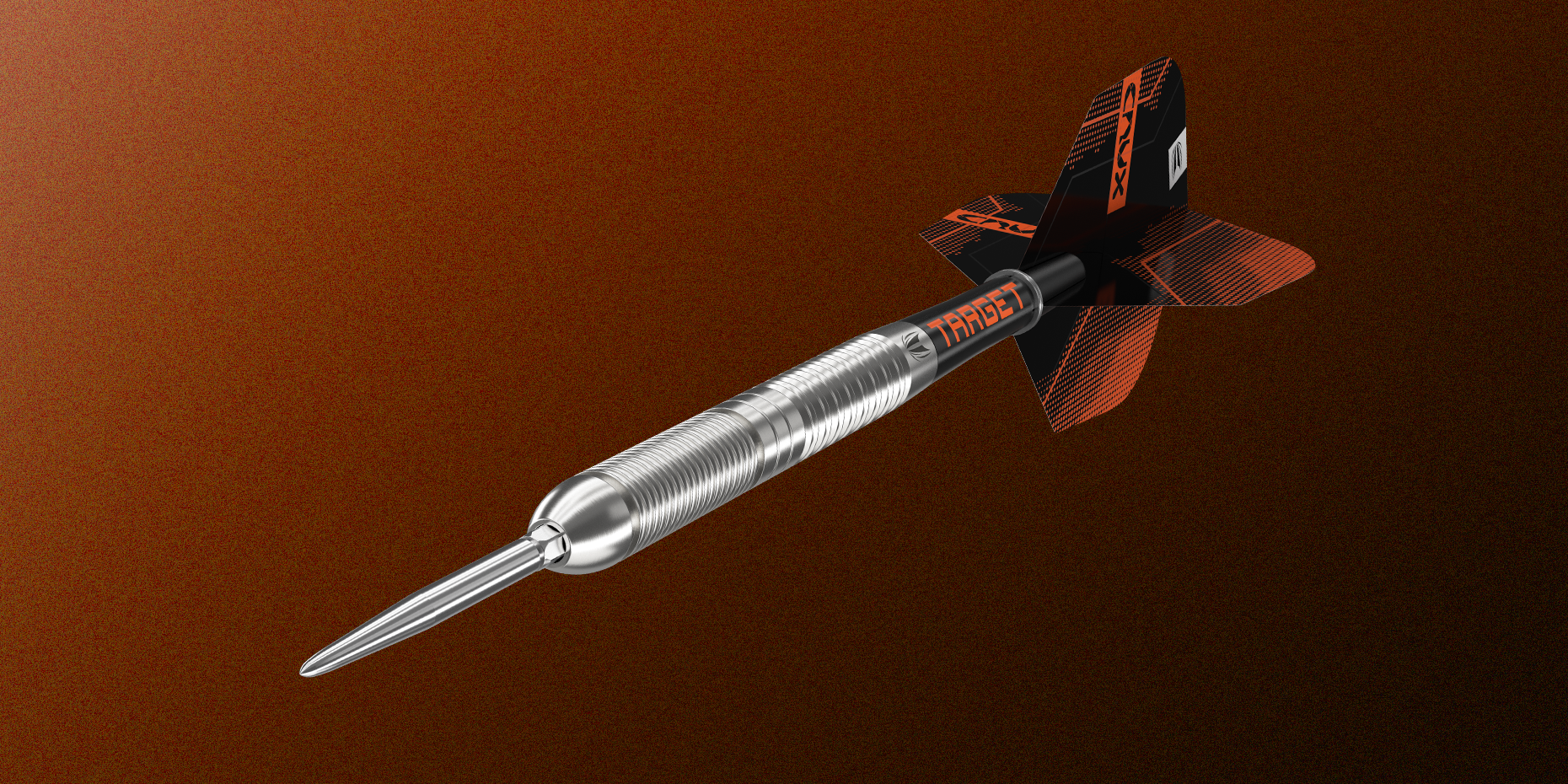 Angled view of the CRUX steel tip dart