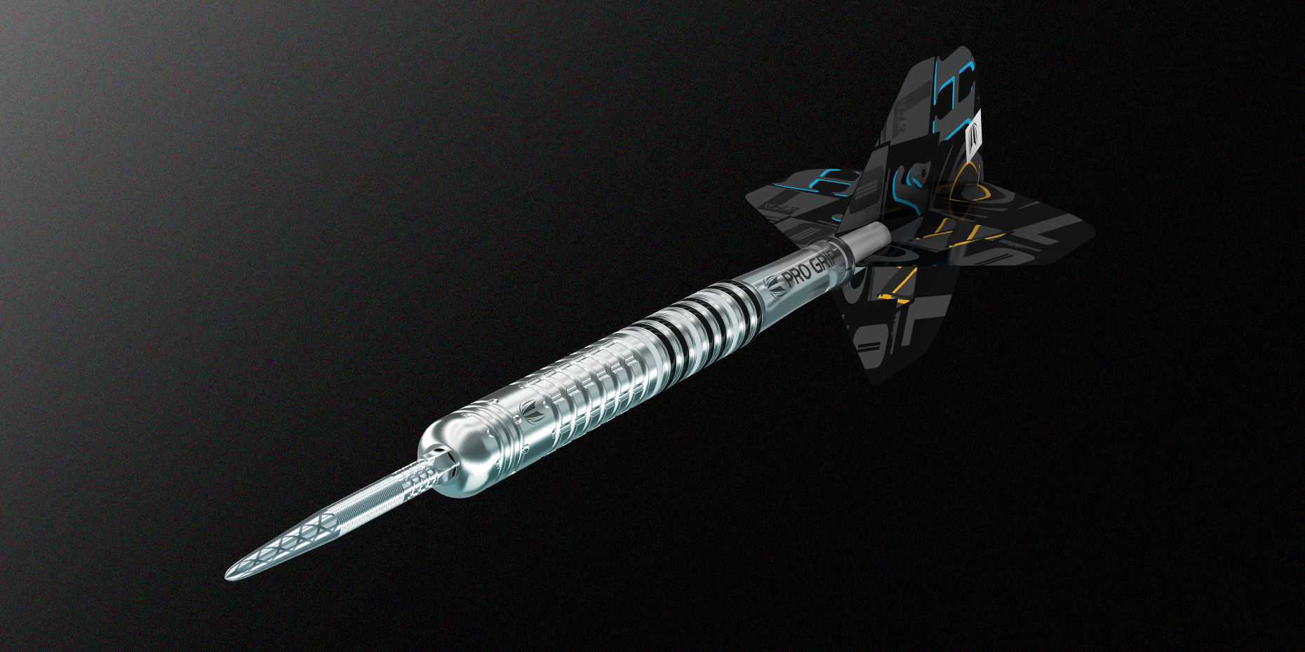 Angled view of the Chris Dobey G1 steel tip dart