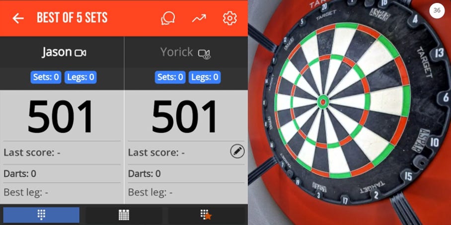 Use a camera with the DartCounter app for the full immersive online experience.