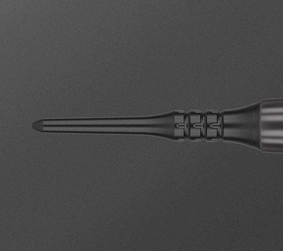 Close-up view of the Pixel Tips used on the Dimitri Van den Bergh x Echo soft tip darts.