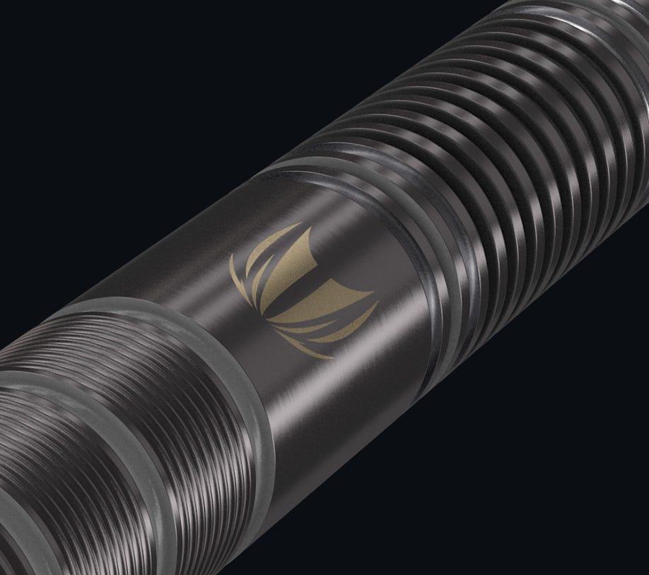 Angled close-up view of the Nathan Aspinall x Echo dart barrel.
