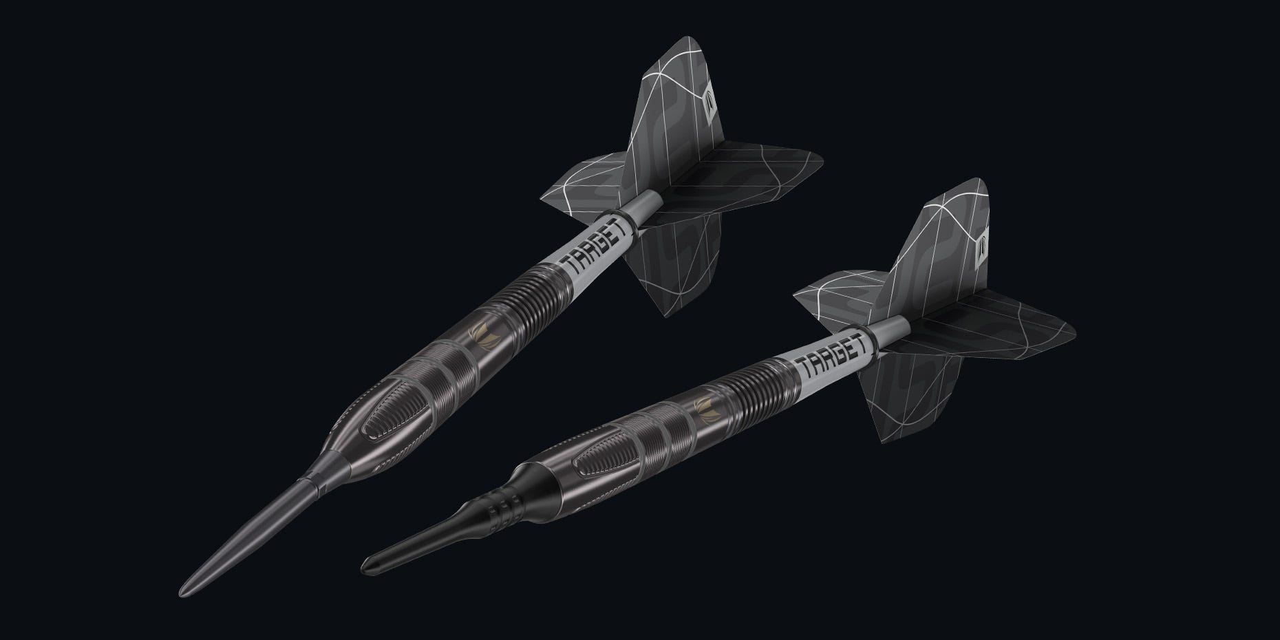 Angled views of the Nathan Aspinall x Echo Steel Tip and Soft Tip Darts