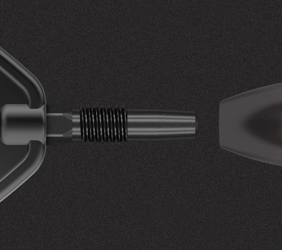 Close-up of the Swiss Point technology used on the Raymond van Barneveld RVB 80% Black Edition.