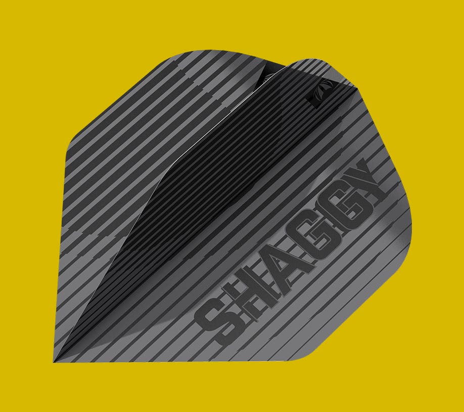 Angled view of the Scott Williams Black edition No.2 dart flights.