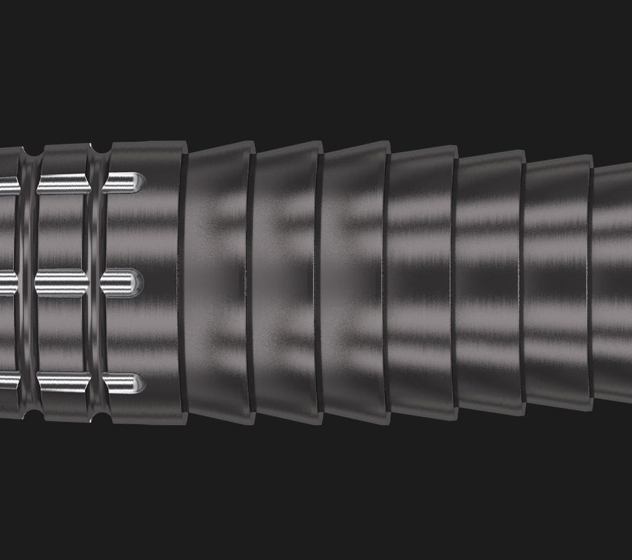 Close-up view of the Scott Williams Black dart barrel grip.