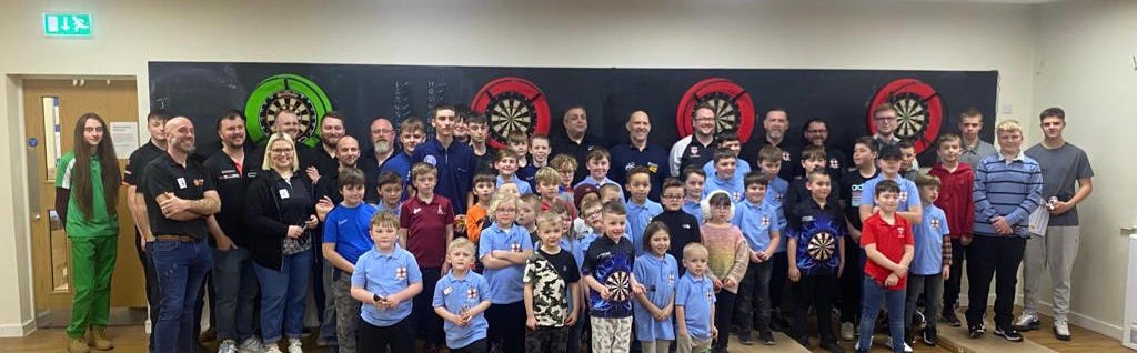 Stowmarket Youth darts players celebrating joining as an Elite 1 affiliated academy