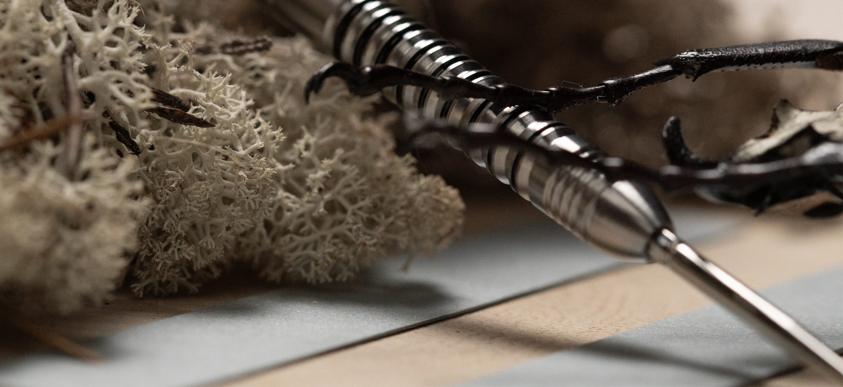 Close up of the EXO Steel Tip dart barrel and Swiss Point.