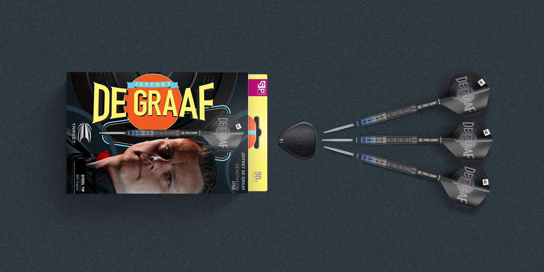 The Jeffrey de Graaf steel tip darts box contents