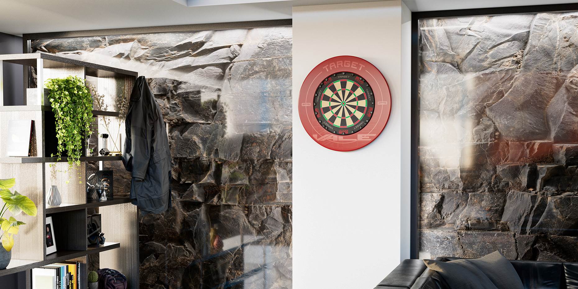 Vale darts surround with TOR dartboard on wall - lifestyle shot