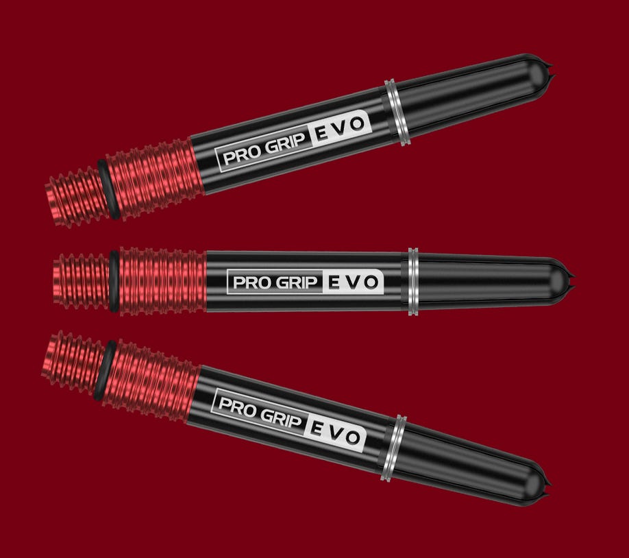 Stephen BNunting G5 Pro Grip Evo Dart Shafts in black and red