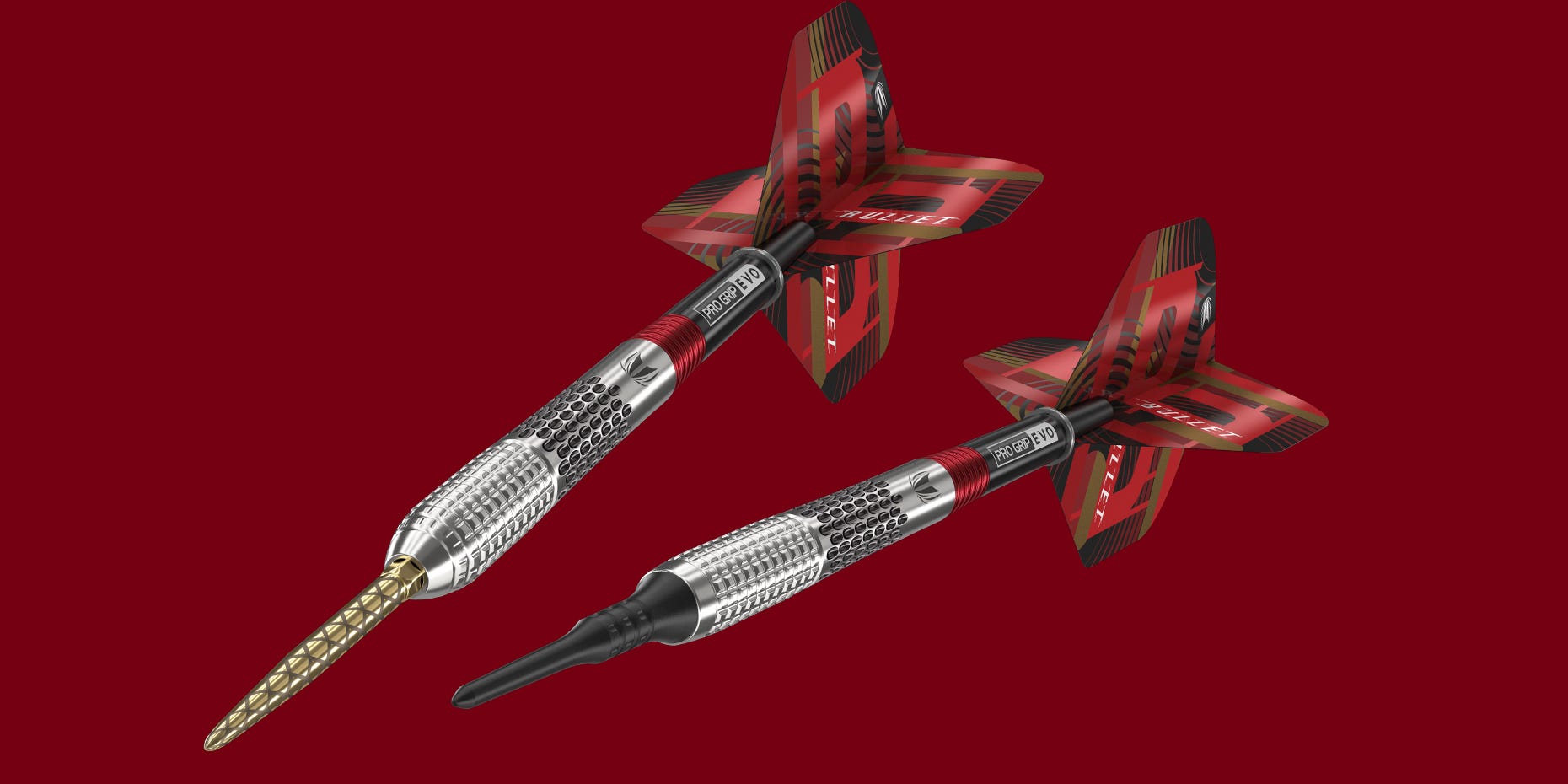 Stephen bunting G5 Steel Tip Dart next to G5 Soft Tip Dart